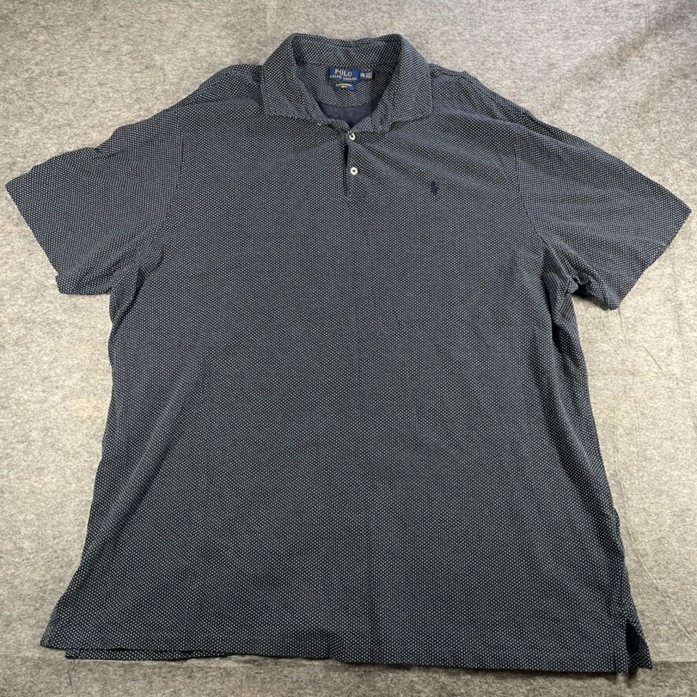 Polo Ralph Lauren Polo Shirt Mens 2XL XXL Black Polka Dot Featherweight Mesh